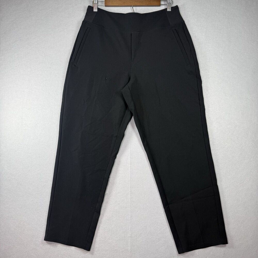 Athleta Women's Pants Black Size 10 Petite Stretch Straight Leg Pull On Pockets